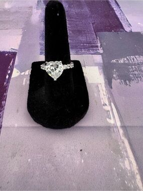Heart-Cut Clear Crystal Ring - Sterling Silver